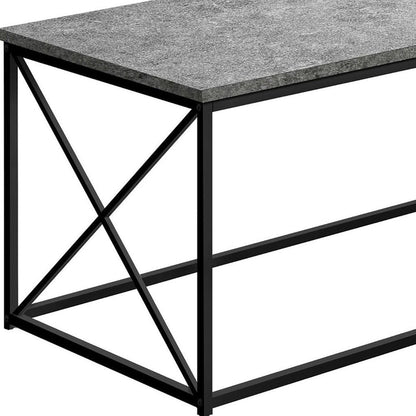41" Gray And Black Wood And Metal Coffee Table HomeRoots