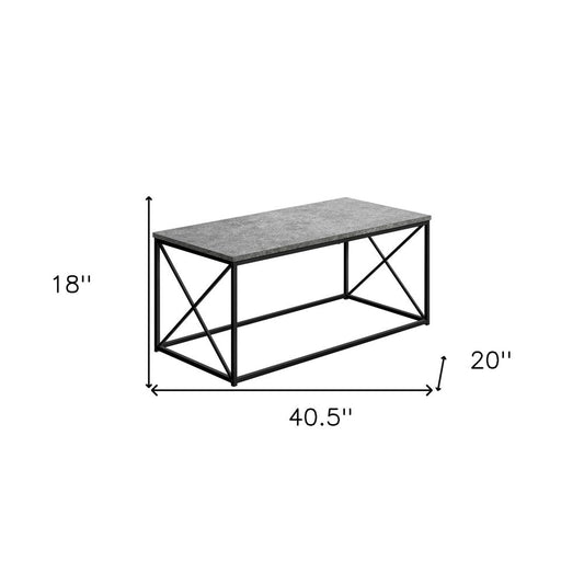 41" Gray And Black Wood And Metal Coffee Table HomeRoots