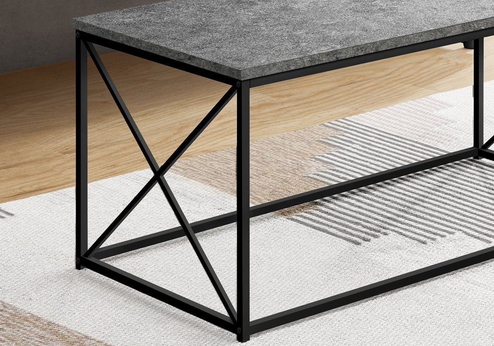 41" Gray And Black Wood And Metal Coffee Table HomeRoots