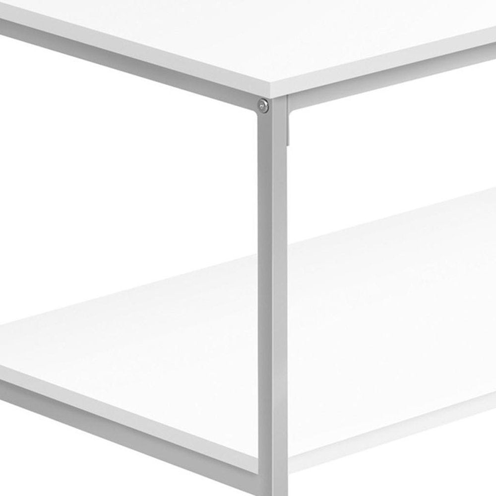 40" White And Silver Metal Coffee Table HomeRoots