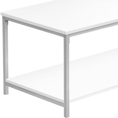 40" White And Silver Metal Coffee Table HomeRoots
