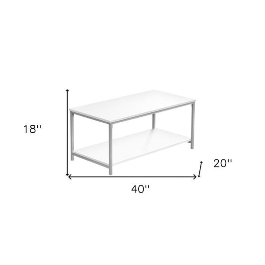 40" White And Silver Metal Coffee Table HomeRoots