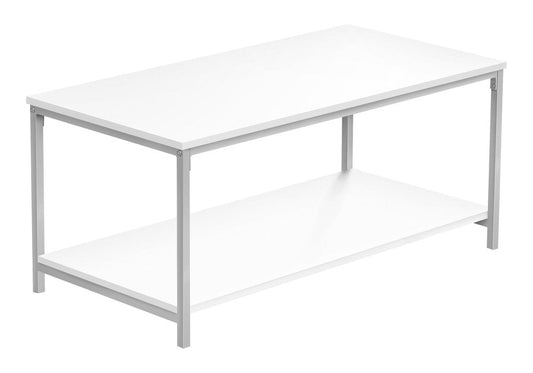 40" White And Silver Metal Coffee Table HomeRoots