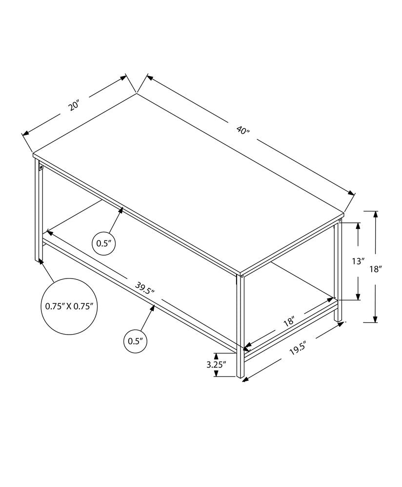 40" White And Silver Metal Coffee Table HomeRoots