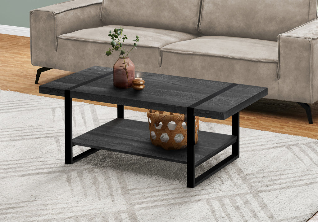 47" Black Coffee Table With Shelf