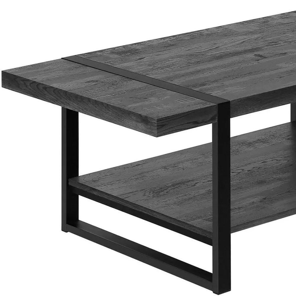 47" Black Coffee Table With Shelf HomeRoots