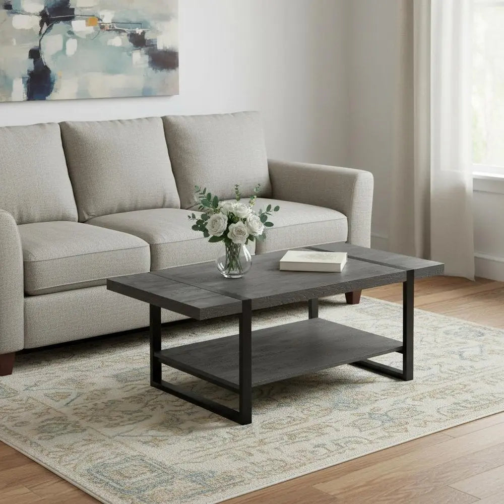 47" Black Coffee Table With Shelf HomeRoots