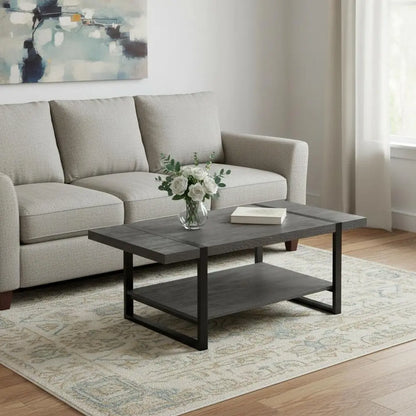 47" Black Coffee Table With Shelf HomeRoots