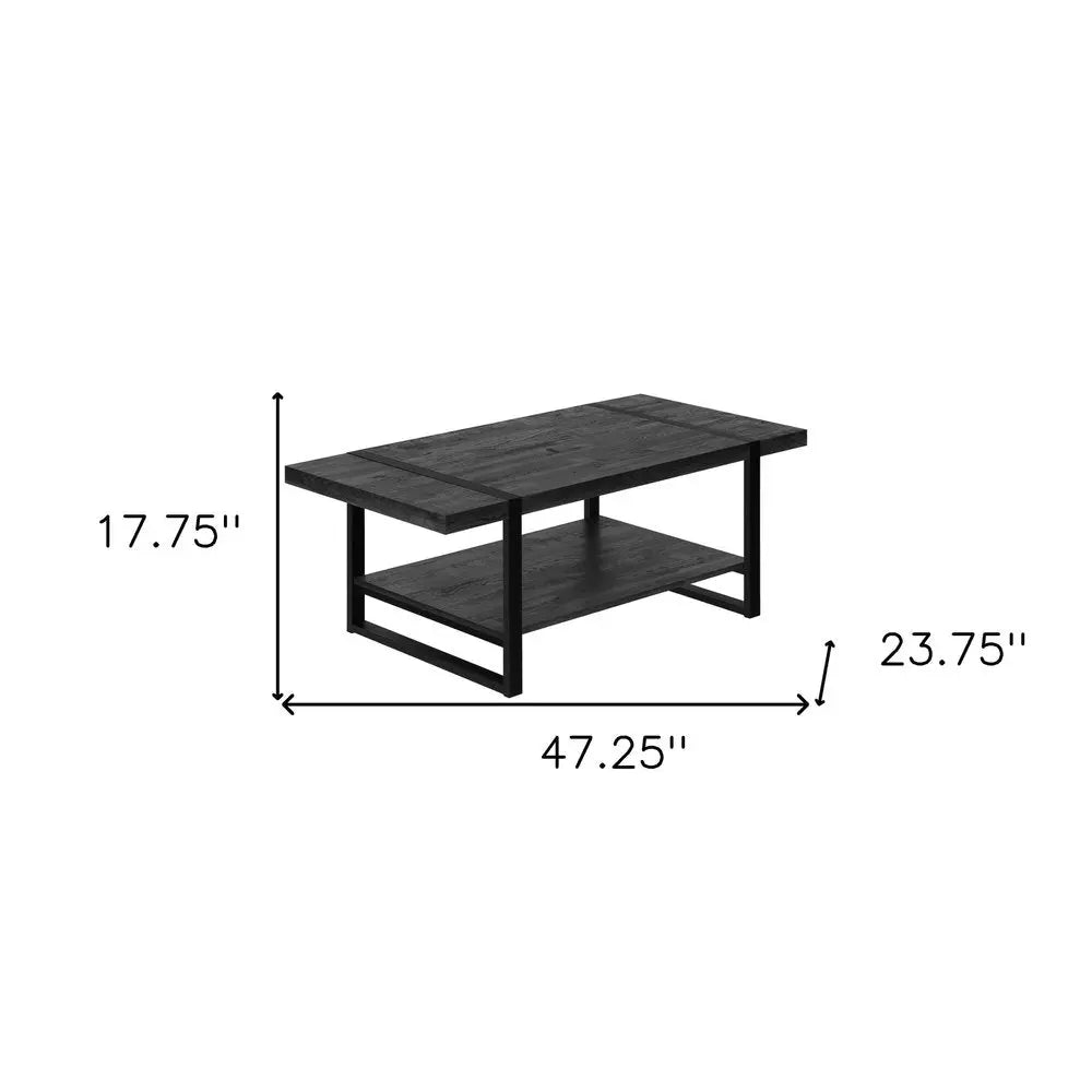 47" Black Coffee Table With Shelf HomeRoots