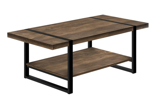 47" Brown And Black Wood Coffee Table With Shelf HomeRoots