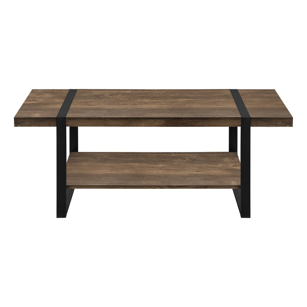 47" Brown And Black Wood Coffee Table With Shelf HomeRoots