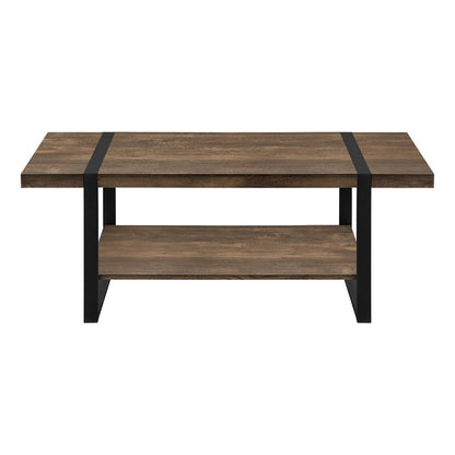 47" Brown And Black Wood Coffee Table With Shelf HomeRoots