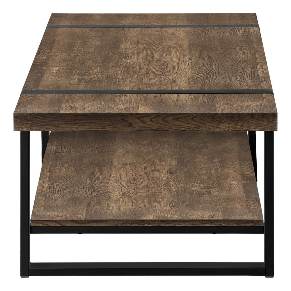 47" Brown And Black Wood Coffee Table With Shelf HomeRoots