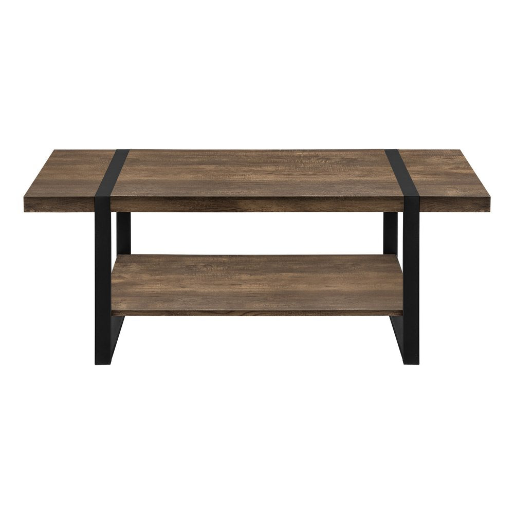 47" Brown And Black Wood Coffee Table With Shelf HomeRoots
