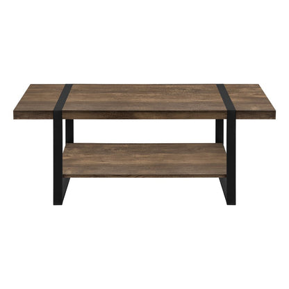 47" Brown And Black Wood Coffee Table With Shelf HomeRoots