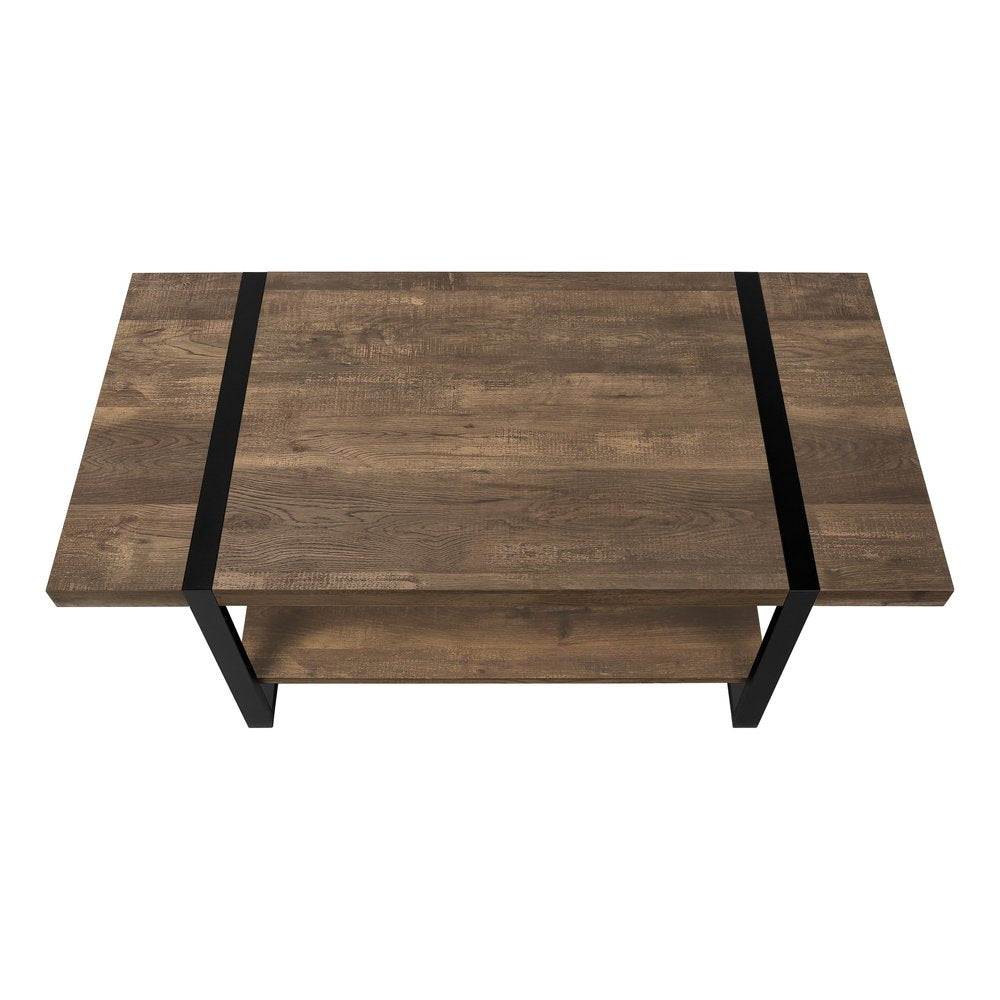 47" Brown And Black Wood Coffee Table With Shelf HomeRoots