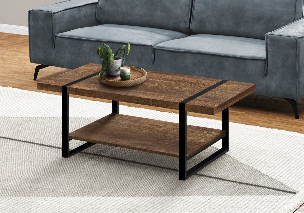 47" Brown And Black Wood Coffee Table With Shelf HomeRoots