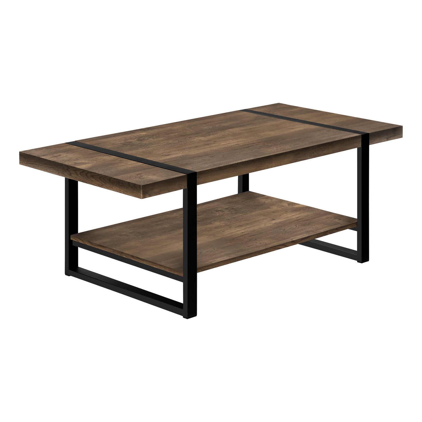 47" Brown And Black Wood Coffee Table With Shelf