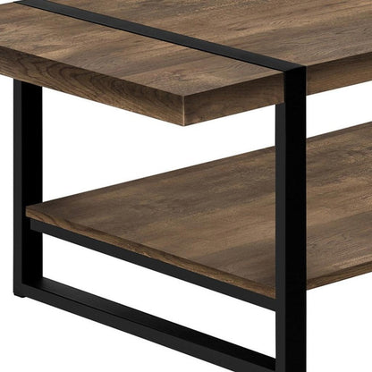 47" Brown And Black Wood Coffee Table With Shelf HomeRoots