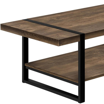 47" Brown And Black Wood Coffee Table With Shelf HomeRoots