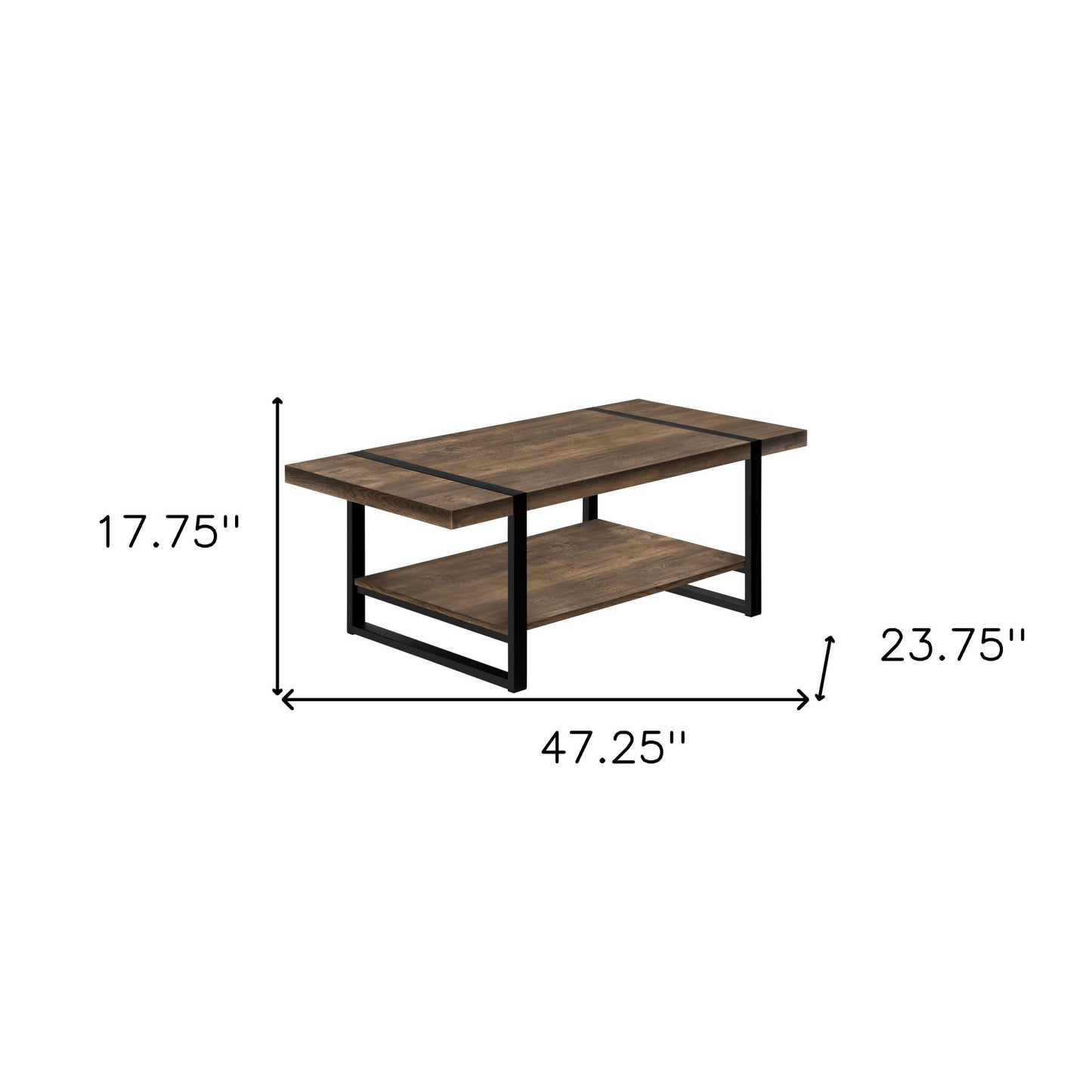 47" Brown And Black Wood Coffee Table With Shelf