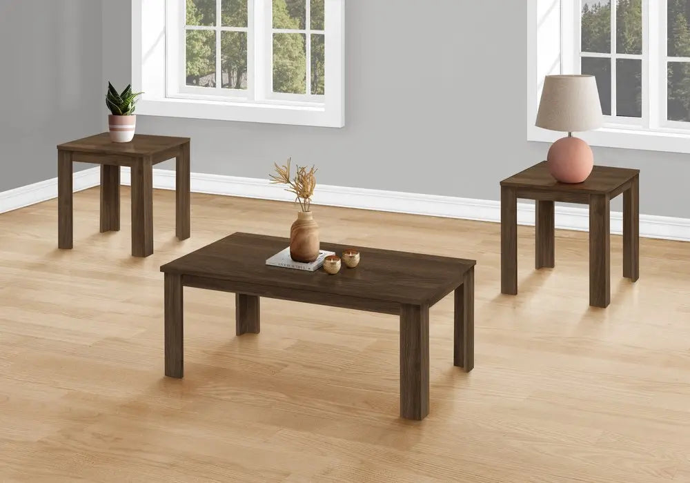 Set of Three 44" Dark Brown Coffee Table HomeRoots