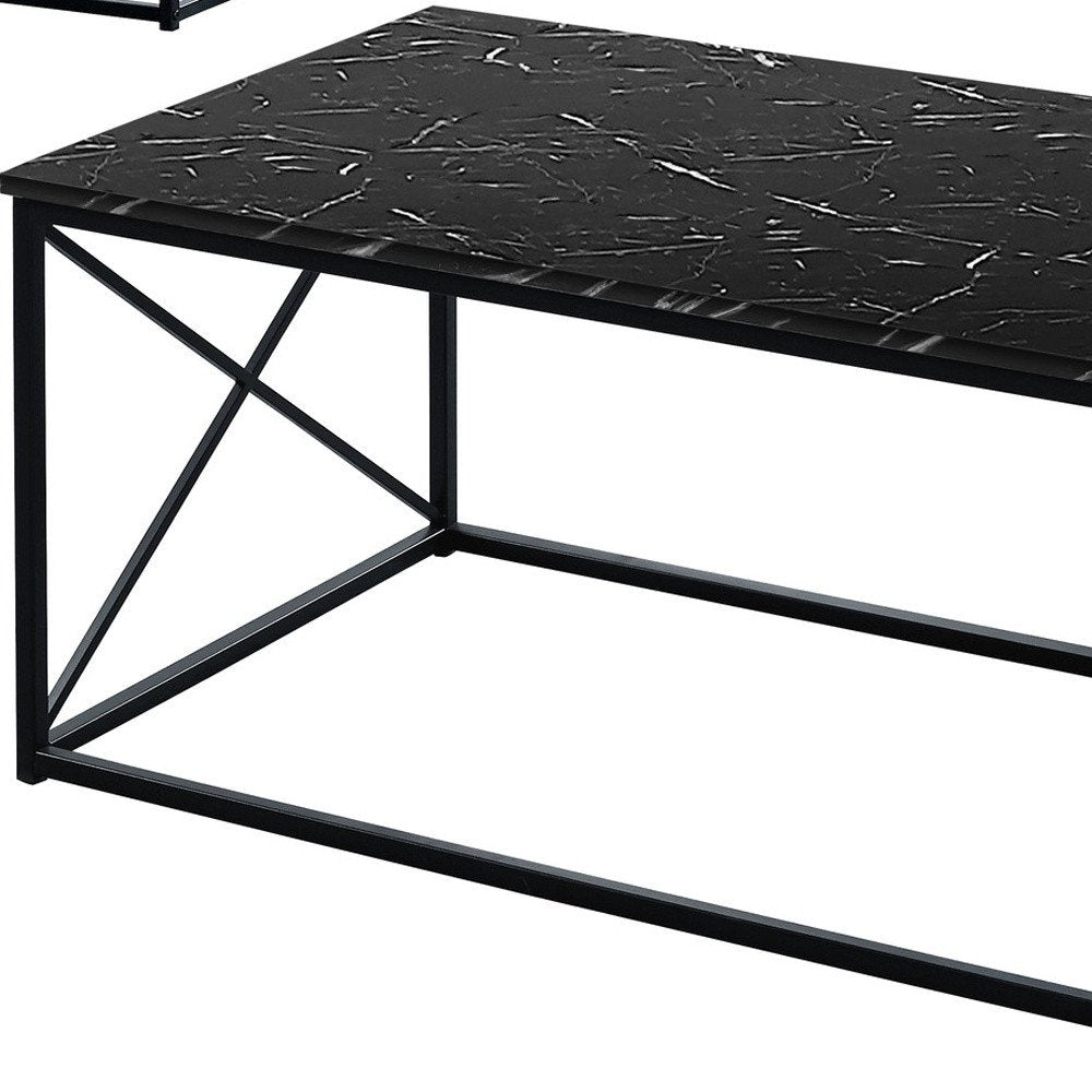 Set of Three 42" Black Metal Coffee Table HomeRoots