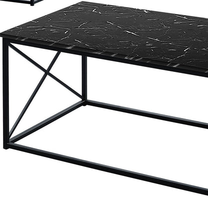 Set of Three 42" Black Metal Coffee Table HomeRoots