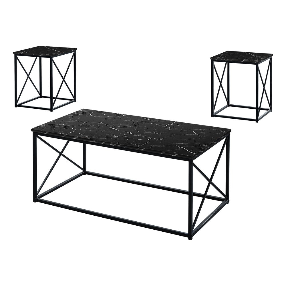 Set of Three 42" Black Metal Coffee Table HomeRoots