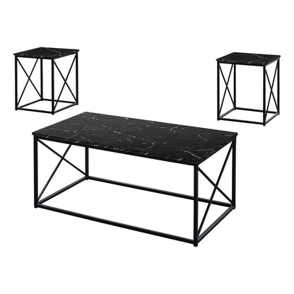 Set of Three 42" Black Metal Coffee Table HomeRoots
