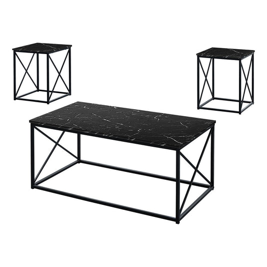 Set of Three 42" Black Metal Coffee Table HomeRoots