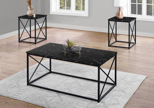 Set of Three 42" Black Metal Coffee Table HomeRoots