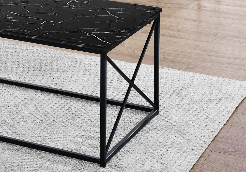 Set of Three 42" Black Metal Coffee Table HomeRoots