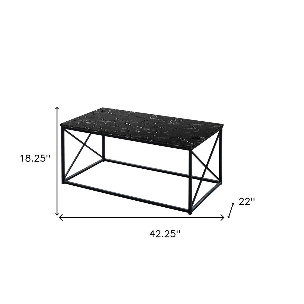 Set of Three 42" Black Metal Coffee Table HomeRoots