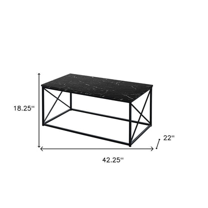 Set of Three 42" Black Metal Coffee Table HomeRoots