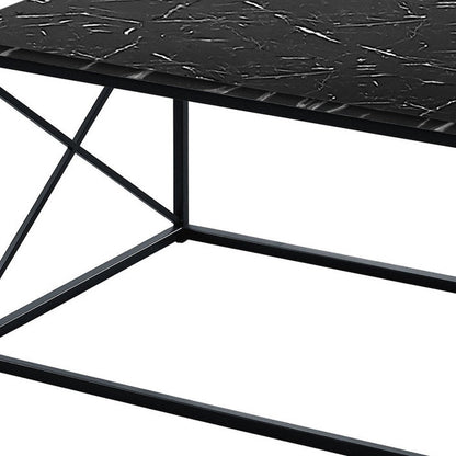 Set of Three 42" Black Metal Coffee Table HomeRoots