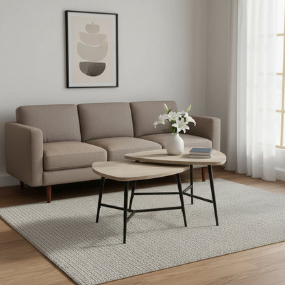 Set of Two 33" Taupe And Black Triangle Nested Coffee Tables HomeRoots