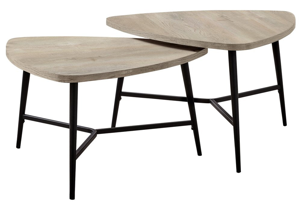 Set of Two 33" Taupe And Black Triangle Nested Coffee Tables HomeRoots