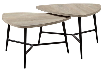 Set of Two 33" Taupe And Black Triangle Nested Coffee Tables HomeRoots