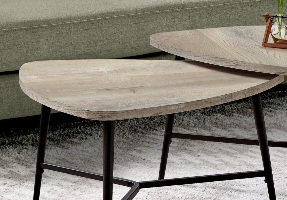 Set of Two 33" Taupe And Black Triangle Nested Coffee Tables HomeRoots