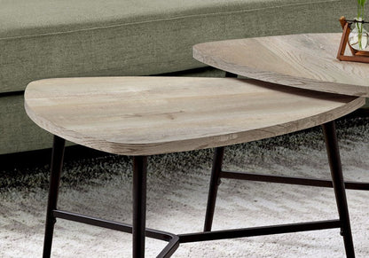 Set of Two 33" Taupe And Black Triangle Nested Coffee Tables HomeRoots