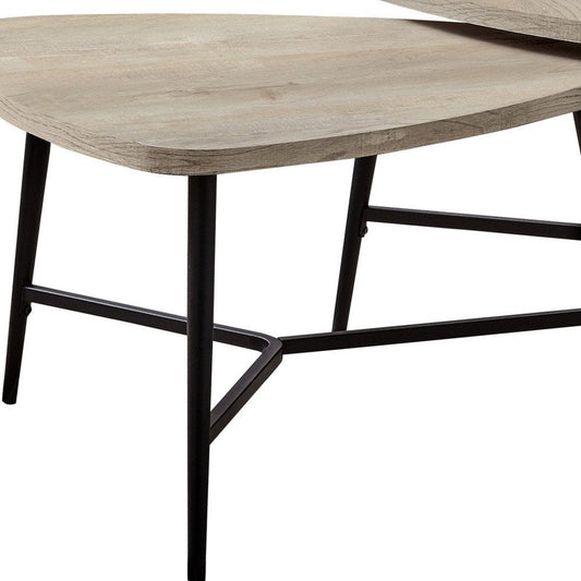 Set of Two 33" Taupe And Black Triangle Nested Coffee Tables HomeRoots