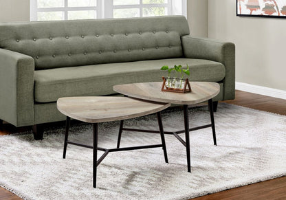 Set of Two 33" Taupe And Black Triangle Nested Coffee Tables HomeRoots