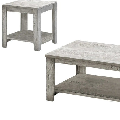 Set Of Three 42" Gray Rectangular Coffee Table With Three Shelves HomeRoots