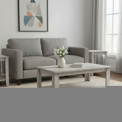 Set Of Three 42" Gray Rectangular Coffee Table With Three Shelves HomeRoots