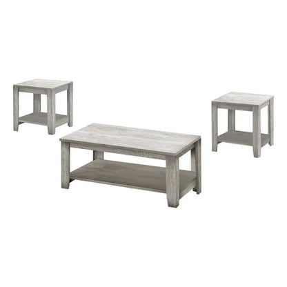 Set Of Three 42" Gray Rectangular Coffee Table With Three Shelves HomeRoots