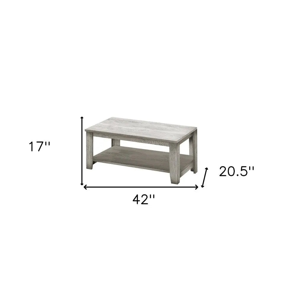 Set Of Three 42" Gray Rectangular Coffee Table With Three Shelves HomeRoots