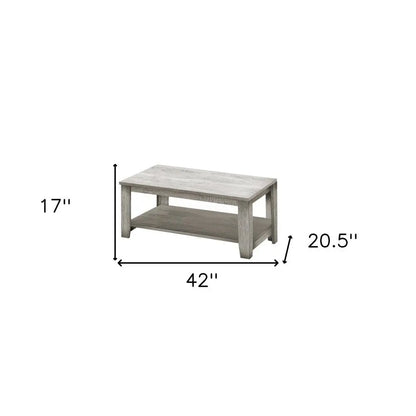 Set Of Three 42" Gray Rectangular Coffee Table With Three Shelves HomeRoots