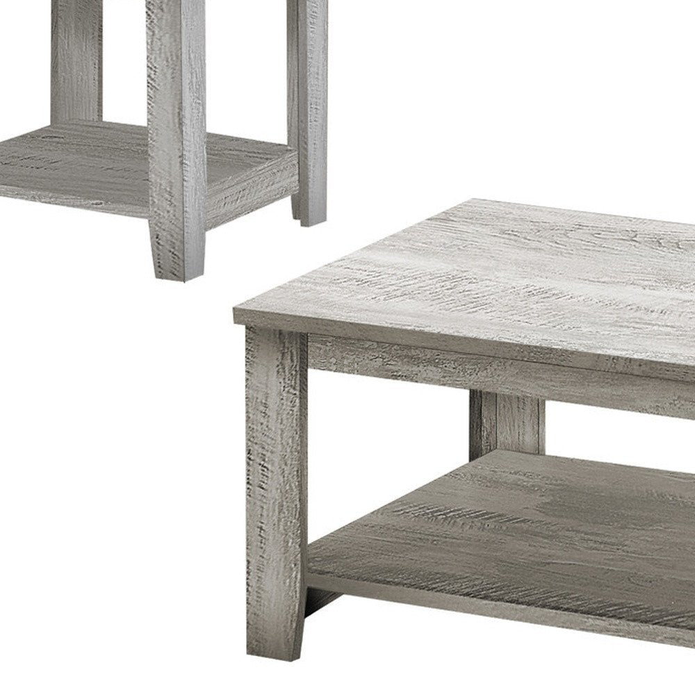 Set Of Three 42" Gray Rectangular Coffee Table With Three Shelves HomeRoots