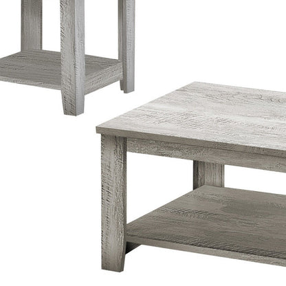 Set Of Three 42" Gray Rectangular Coffee Table With Three Shelves HomeRoots